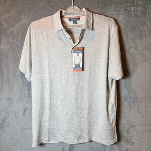 Seapointe Mens Polo Shirt XXL Gray Tonal Leaf Moisture Wicking Short Sleeve NWT